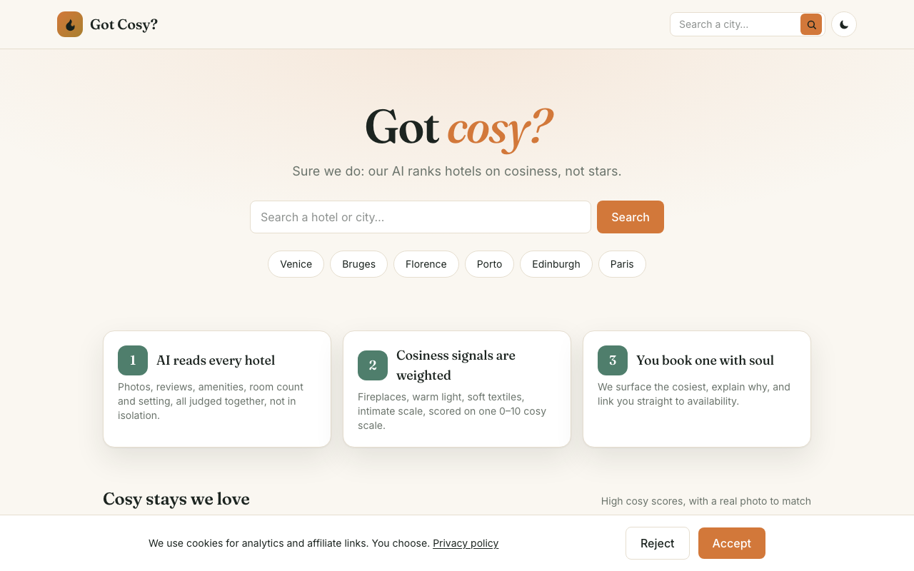 Got Cosy homepage