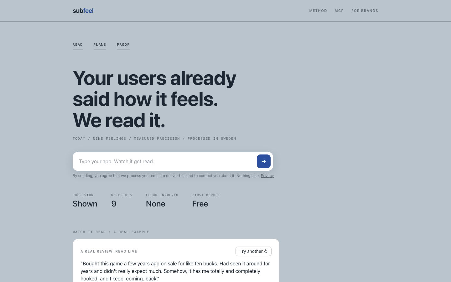 Subfeel homepage
